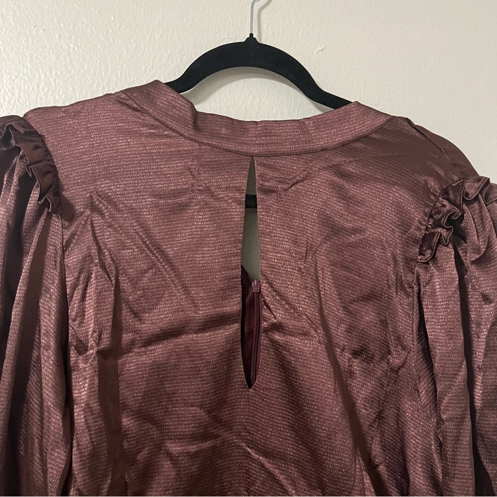 NWT Boohoo Elegant Brown Long Sleeve Dress ruched party club size 10 - Picture 3 of 9